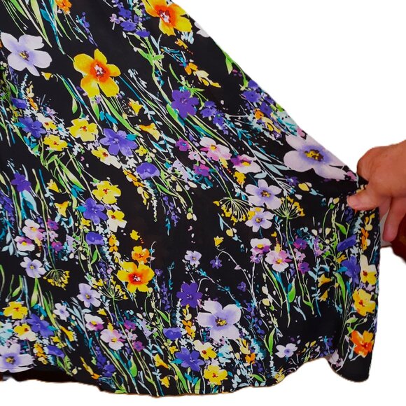 Lulus Dress Bold Romantic Floral Bloomcore Multi Purple Black Medium - Picture 4 of 6